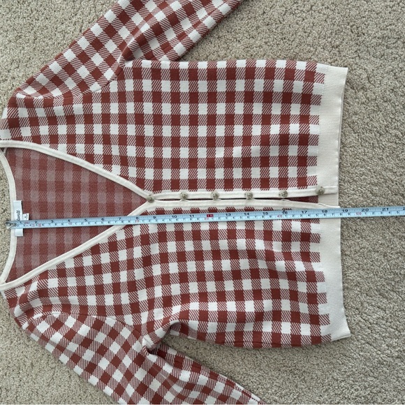 Madewell Rust and Cream Gingham V-Neck Cardigan - Picture 7 of 7